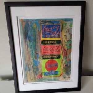 Coca Cola Red and Blue Abstract Art Drawing